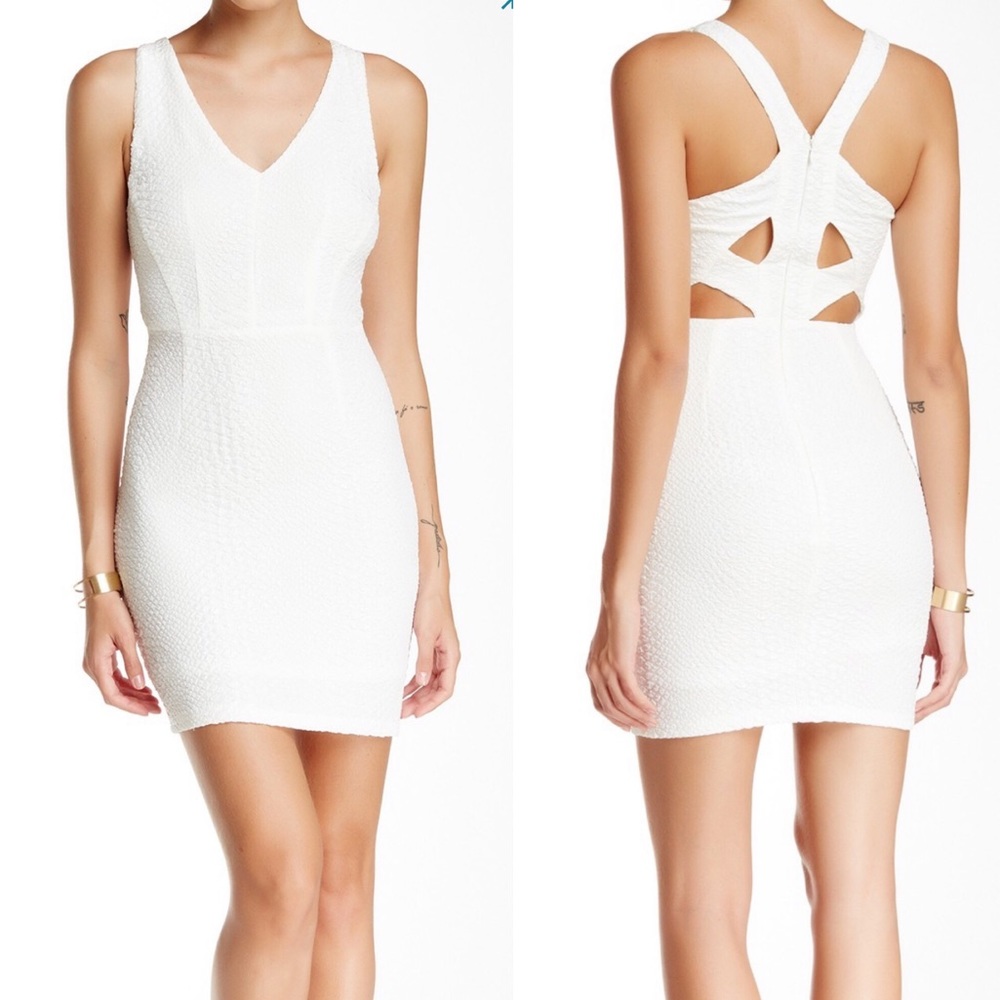White bodycon cutout textured ASTR the label dress